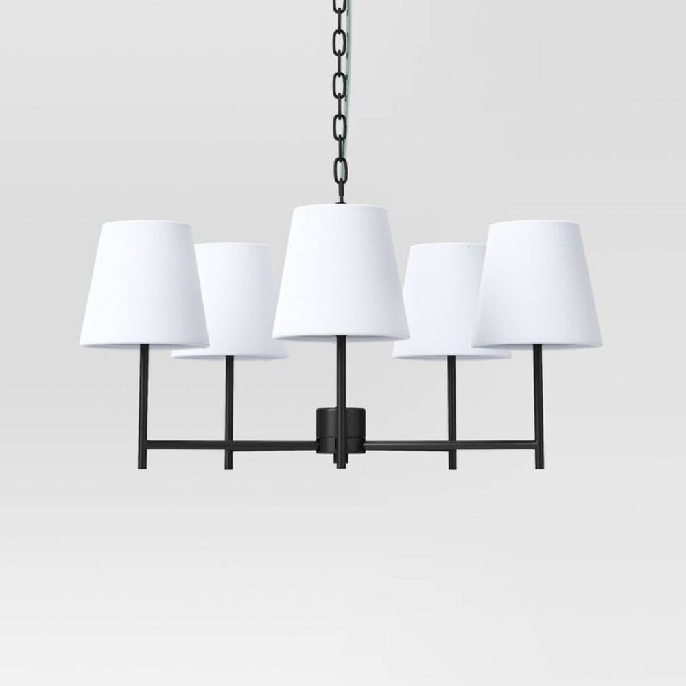 Open Box - Threshold - 5 Arm Shaded Chandelier Black - Threshold Black